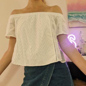 Express Off-the-shoulder top with Eyelets in Size Medium